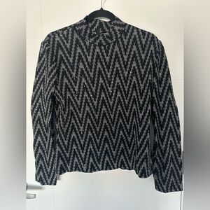 Vintage St. John Evening Marie Gray Black White Chevron Top Size 8